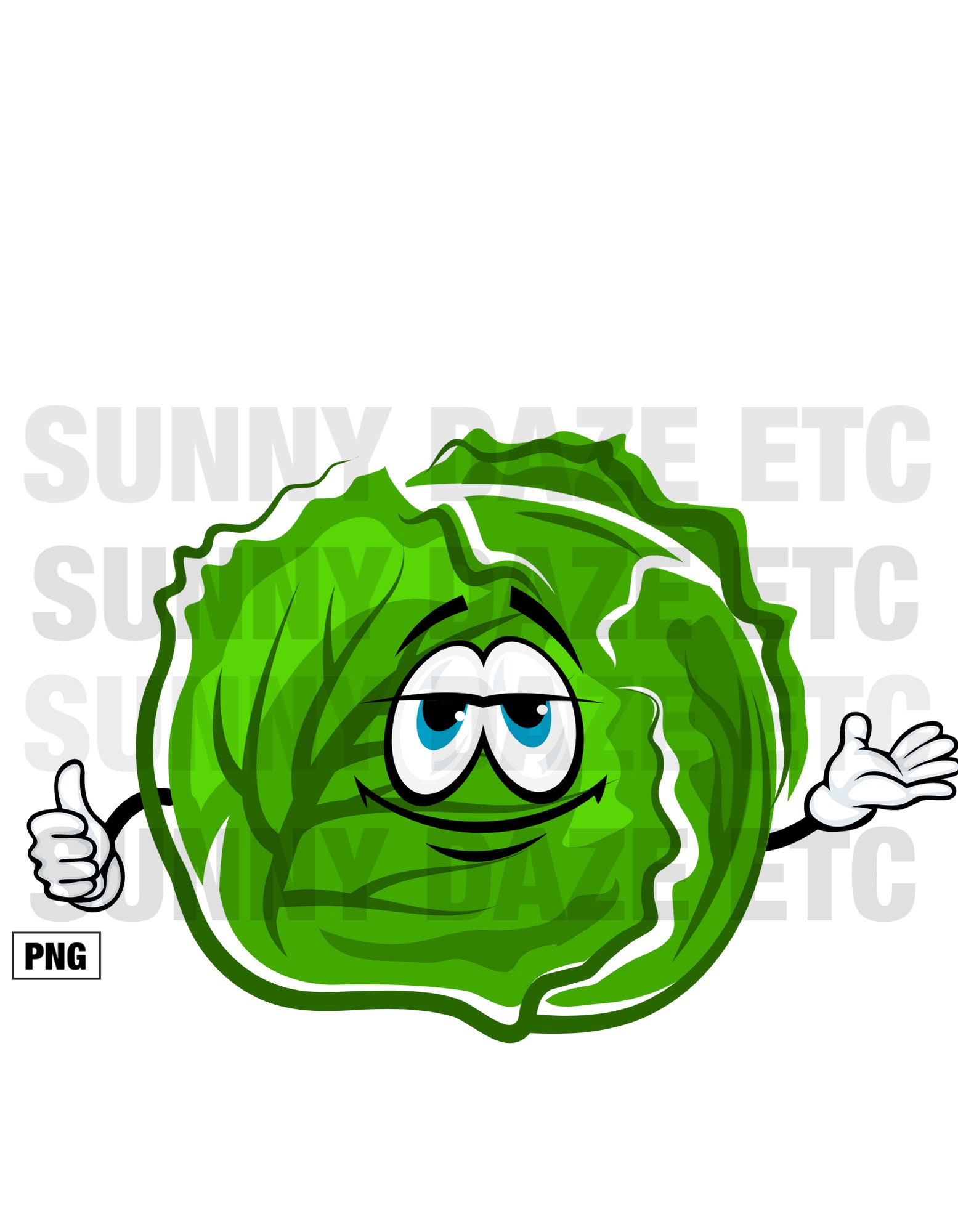 Lettuce Cartoon Character PNG Digital File Etsy Australia