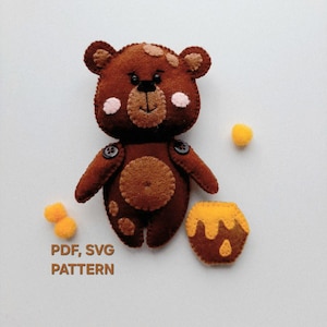 Bear felt sewing pattern, Woodland animals PDF, Brown bear nursery decor, Felt garland pdf