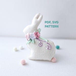 Easter Rabbit PDF, SVG pattern, Felt bunny sewing tutorial,  Animals ornament DIY plush