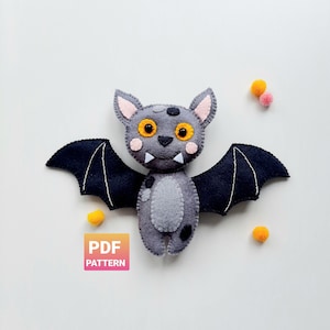 Bat sewing pattern Felt pattern pdf Easy PDF pattern Felt Halloween bat ornament Bat Instant Download