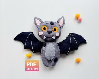 Fledermaus Schnittmuster Filzanleitung pdf Easy PDF Schnittmuster Filz Halloween Fledermaus Ornament Fledermaus Instant Download