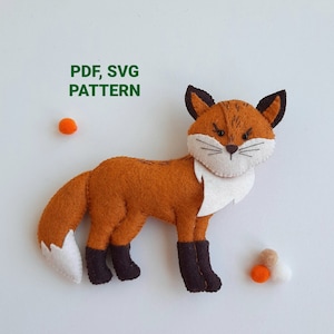 Fox felt sewing pattern, Forest animal PDF SVG pattern, Gift for fox lovers, Baby mobile woodland