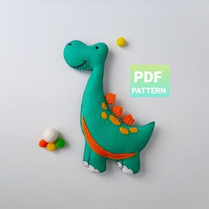 Dinosaur sewing  pattern pdf Felt toys pattern pdf Felt dinosaur pattern Easy felt dinosaur ornaments pdf Dinosaur mobile felt pattern