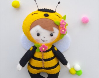 蜂のぬいぐるみのパターン 蜂の縫製パターン pdf フェルト人形の