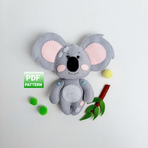 Koala felt pattern pdf, Koala sewing pattern, Koala baby shower, Australian wild animals, Koala nursery decor Felt Garland