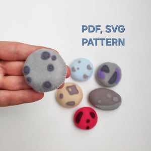 Dwarf planets PDF, SVG pattern, Felt dwarf planets ornament sewing pattern DIY, Space baby mobile pattern