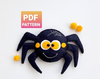 Spider sewing pattern Felt pattern pdf Easy PDF pattern Felt Halloween spider ornament Spider  Halloween garland Felt baby mobile toy