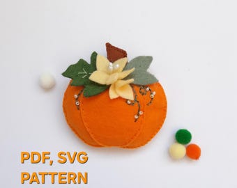 Felt Pumpkin  sewing pattern, DIY fall decor, Autumn pumpkin ornaments PDF SVG pattern