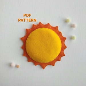 Sun Felt Pattern PDF, Sun Ornament Digital Sewing Pattern, Space baby mobile pattern