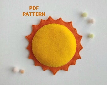 Sun Felt Pattern PDF, Sun Ornament Digital Sewing Pattern, Space baby mobile pattern