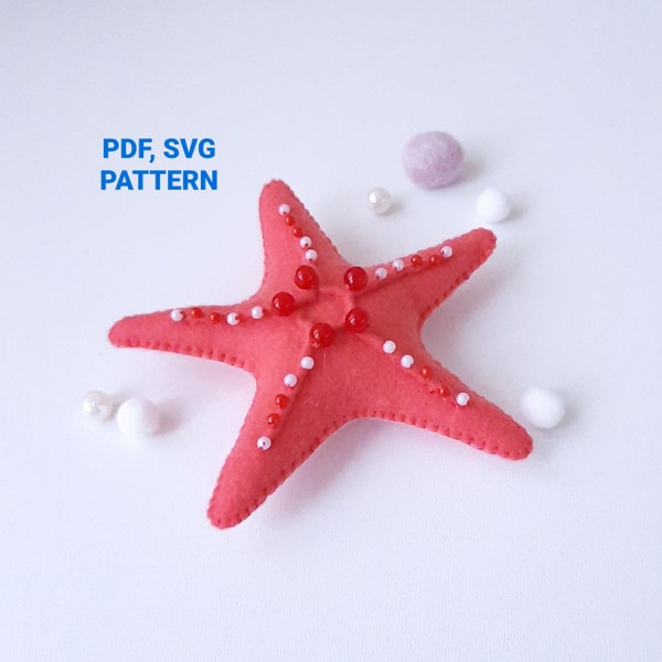 Starfish felt pattern, Ocean Dweller PDF, SVG pattern, Star fish for baby mobile and garland, Felt ornament