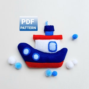 Sea boat pattern pdf Ocean baby mobile patterns Sea ships sewing pattern Boy room decor Instant download
