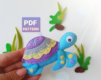 Felt Turtle PDF, SVG Pattern, Sea Animal Mobile Pattern, Sea Creatures Toy Pattern, Gift for Turtle Lover, Instant Download.