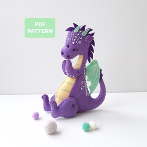 Dragon PDF pattern Anime ornament DIY plush PDF pattern Dragon felt sewing tutorial Baby crib mobile toy
