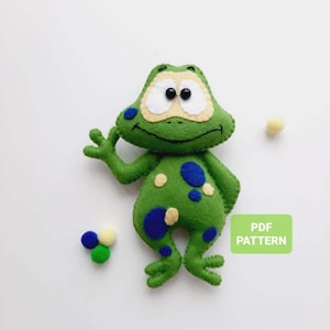 Frog pdf pattern ornament Cute frog felt toy sewing PDF Green froggy stuffed animal sewing tutorial Baby crib mobile toy