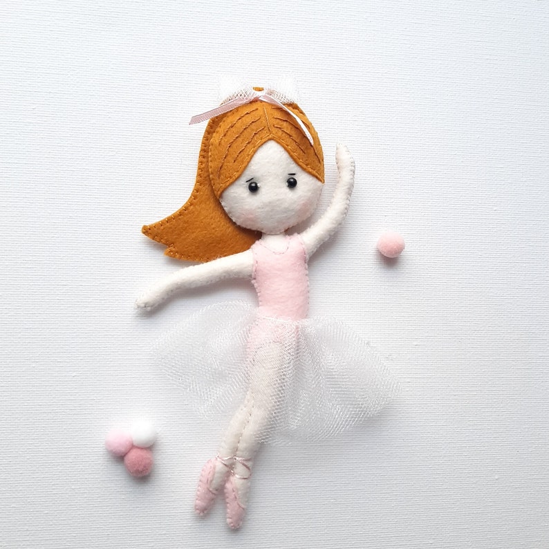 Ballerina felt PATTERN PDF, Ballet gift sewing tutorial, baby mobile pattern, Ballerina party decor DIY, Pink garland pdf image 5