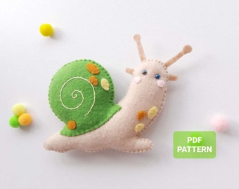 Snail sewing pattern Felt animal pattern Cute snail doll pdf pattern Stuffed toy Baby crib mobile toy