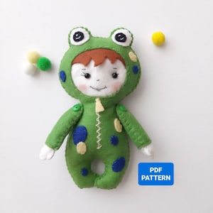 Frog sewing pattern PDF Froggy DIY plush pattern Easy sewing pattern felt ornament PDF Frog stuffed animal sewing tutorial