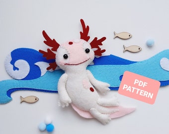 ウーパールーパーぬいぐるみパターン pdf フェルト縫製飾りかわいい