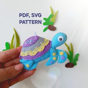 Turtle Felt Sewing Pattern, Sea Animal Mobile PDF SVG Pattern, DIY Toy