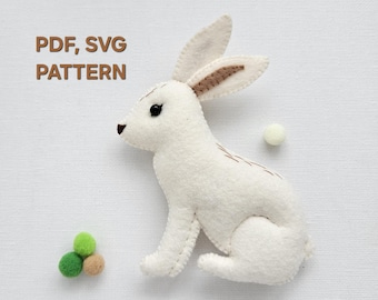 Bunny felt sewing pattern, Woodland animals pattern, Hare Rabbit PDF, SVG pattern