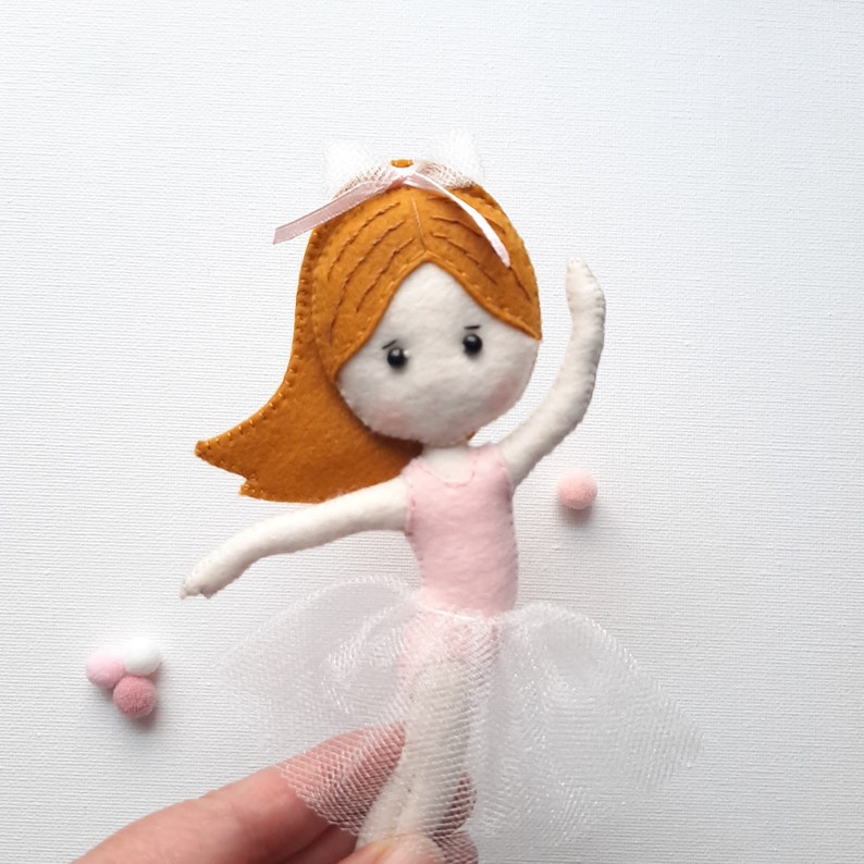 Ballerina felt PATTERN PDF, Ballet gift sewing tutorial, baby mobile pattern, Ballerina party decor DIY, Pink garland pdf image 8