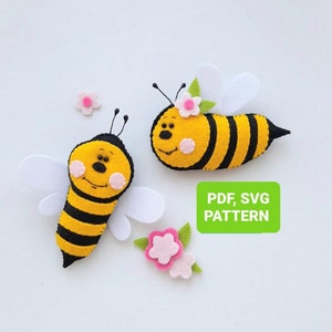 Cute bumble bee felt sewing pattern PDF/SVG Bumble bee accessories Soft toy pattern Yellow Bumblebee Stuffed toy pattern Digital Download