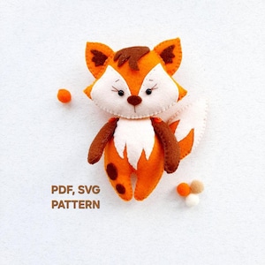 Fox felt pattern, Forest animals PDF pattern, Fox SVG pattern
