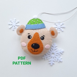 Bear Sewing Pattern, Felt Woodland Animals PDF, Christmas Ornament Pattern, Forest animals PDF