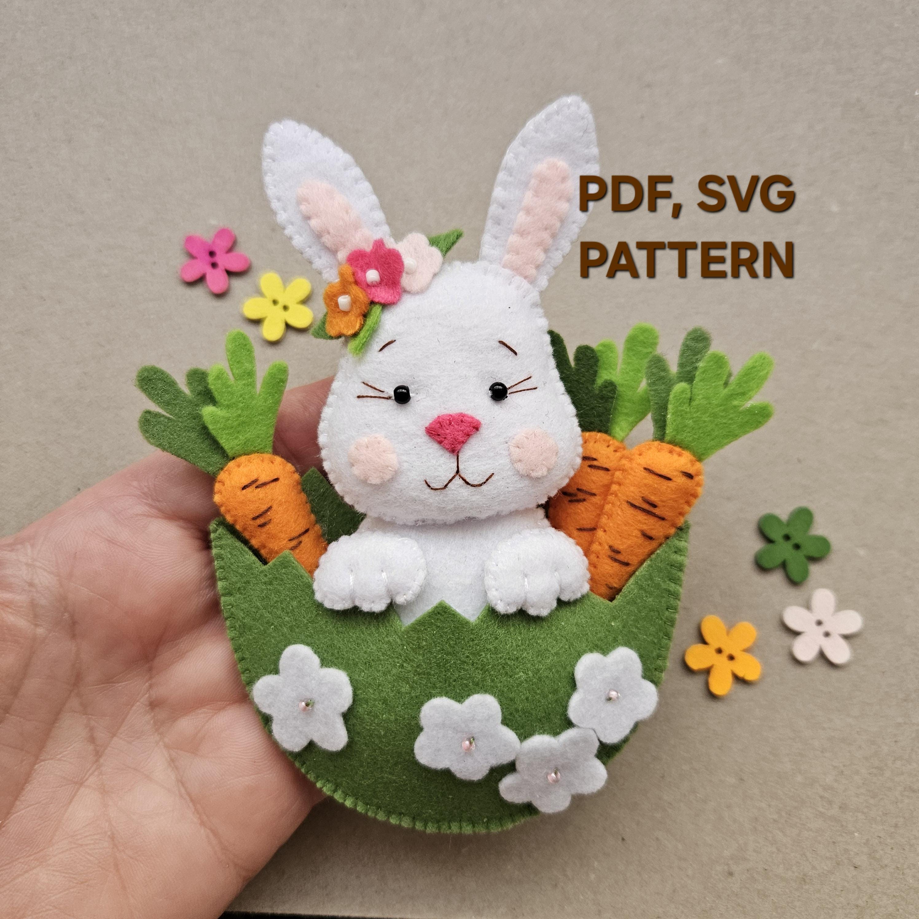 Easter Rabbit Sewing Pattern, Spring Felt Bunny and Сarrot PDF SVG ...