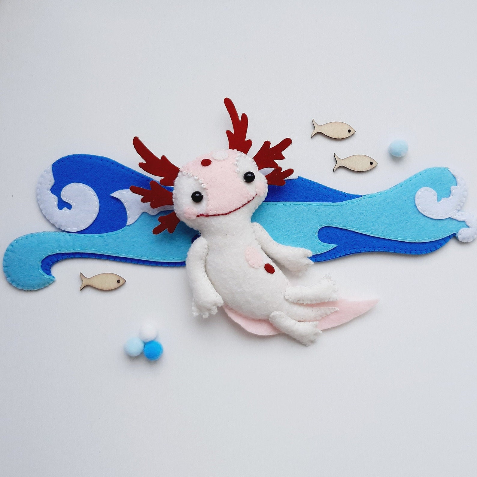 Axolotl Pattern Felt Sewing Axolotl Ornament DIY Plush PDF Pattern ...