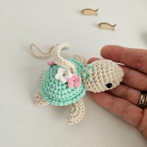 Crochet Turtle, Car mirror hanger, Amigurumi turtle crochet, Car hanging charm, Crochet animals plush small