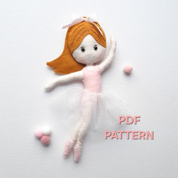 Ballerina felt PATTERN PDF, Ballet gift sewing tutorial, baby mobile pattern, Ballerina party decor DIY, Pink garland pdf