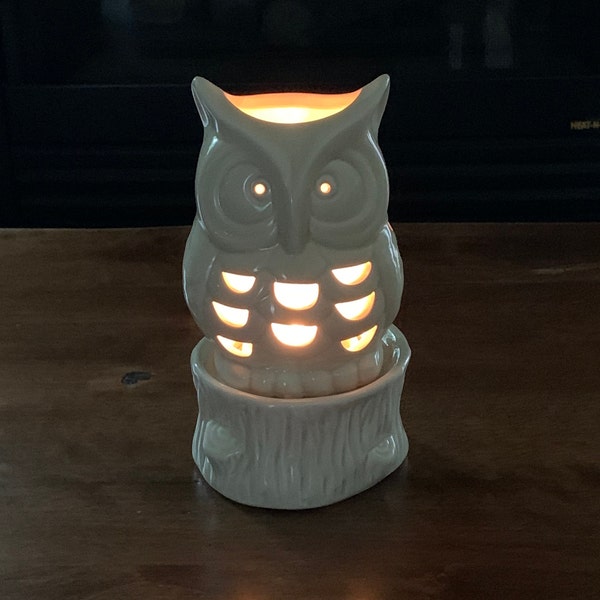 Yankee Candle 2 Piece White Ceramic Owl Tea Light Candle Holder