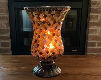 Stained glass hurricane lamp deals