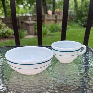 Pyrex vintage US NAVYブルーライン 小皿2皿3ボウル4セット Navy Blue Pyrex - Etsy