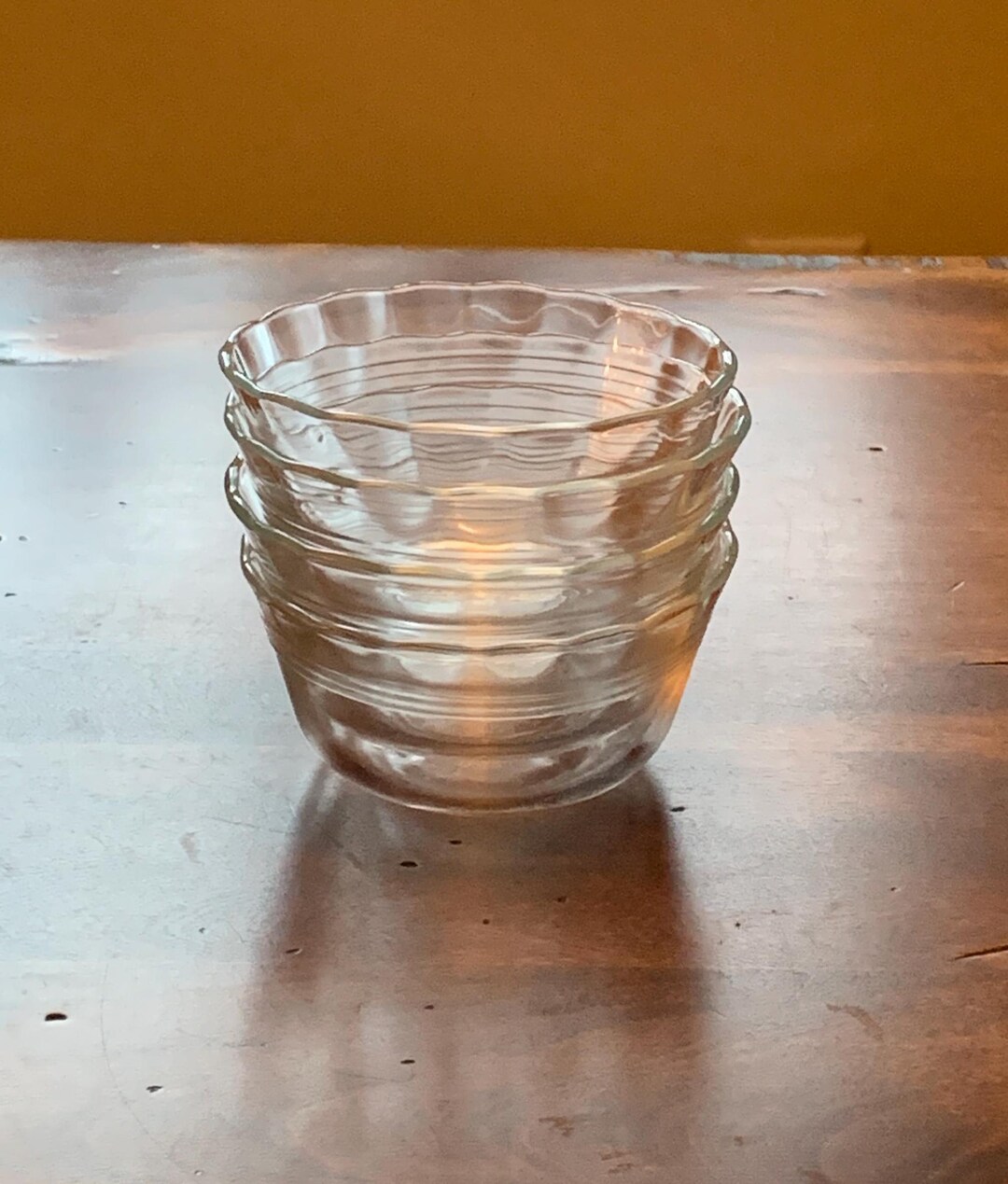 Vintage Set of 4 Pyrex 463 6 Oz. 175 Ml Clear Glass Scalloped Edge ...