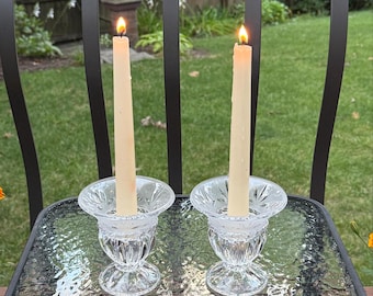 Vintage Pair of Carthage Pattern Candle Holders by Cristal d'Arques-Durand - Made in France - 24% Lead Crystal - Excellent Condition