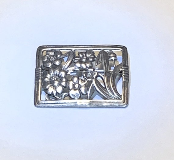 Vintage Sterling Silver Floral Pin/Brooch - Excel… - image 1