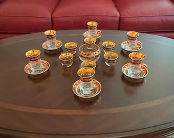 Vintage Paşabahçe Turkish Tea Set - Serving Setting for 6 - Made in Turkey - Excellent Condition
