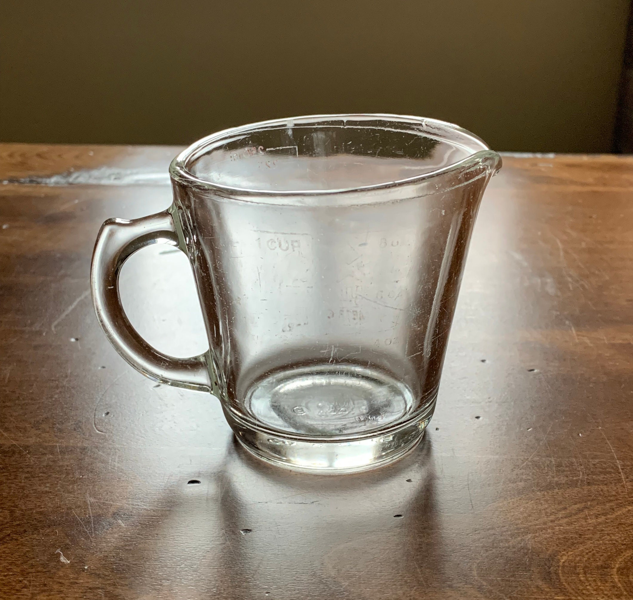 Vintage Red Pyrex 1 Cup Measuring Cup / Pyrex 508 1 Cup 8oz 250ml Open  Handle Red Lettering Measuring Cup / Pyrex Flameware Blue Tint 