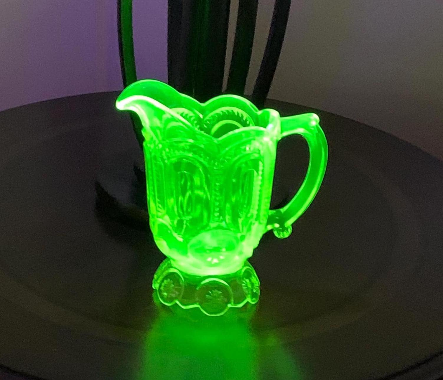Vintage Rare/htf Yellow Moon and Star Vaseline Uranium Glass