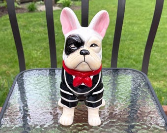 French Bull Dog known as "Le French" or "Beatnik Frenchie" Ceramic Treat Jar - Excellent Condition