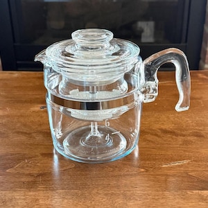 PYREX Vintage Flameware Glass Coffee Pot - 6 Cup - #7756-B - Complete - Excellent Condition