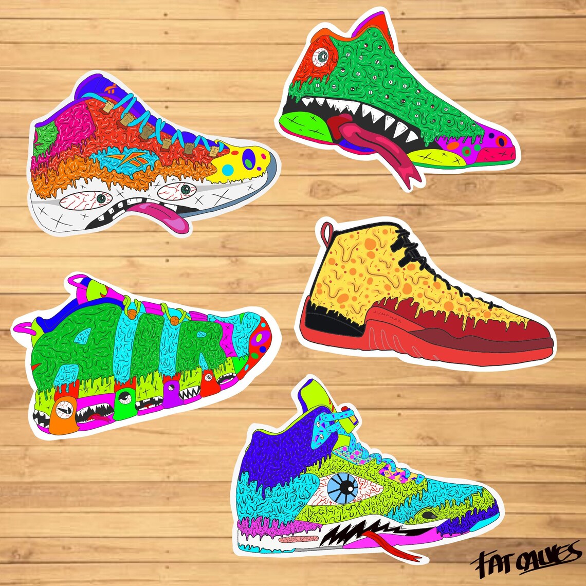 Monster Sneaker Sticker Set Air Jordan Sticker Reebok Question Etsy