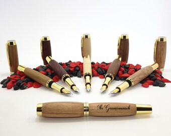 Exklusive Füllfederhalter aus Holz mit Etui personalisiert graviert