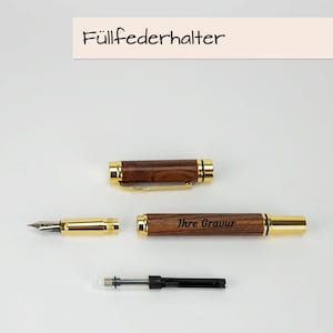 Rollerball / Füller mit Gravur aus Holz Füller mit Gravur inkl. Geschenketui und Tintenfass Bild 7