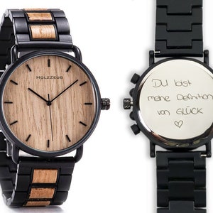 Engraved wooden watch &quot;Roma&quot; • Real oak • Men&#39;s watch • Handmade • Personalized • Wristwatch for men • Wooden watch / Men&#39;s watch