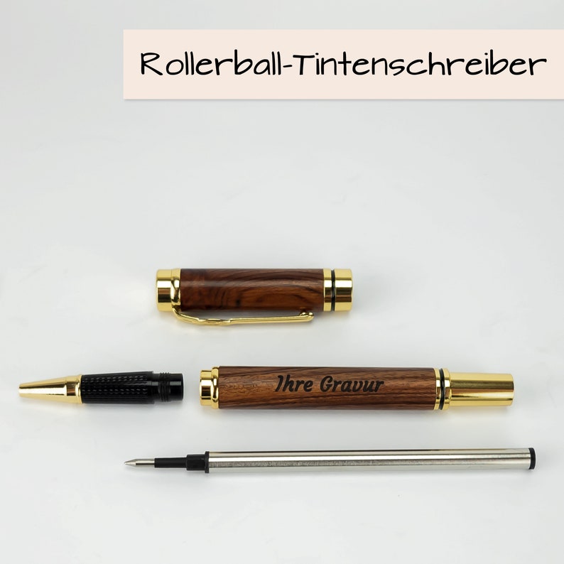 Rollerball / Füller mit Gravur aus Holz Füller mit Gravur inkl. Geschenketui und Tintenfass Bild 6