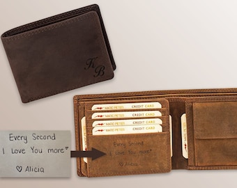 Engraved wallet made of genuine suede in landscape format with RFID protection / personalized wallet for men / wallet